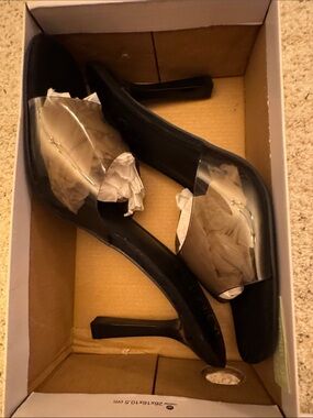Wild Pair Black Pumps with Clear Vamp Strap